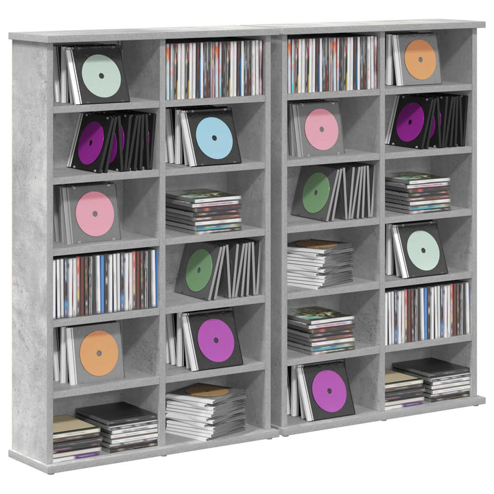 CD Skab 2 stk. Betongrå 60 x 17 x 92 cm Konstrueret træ