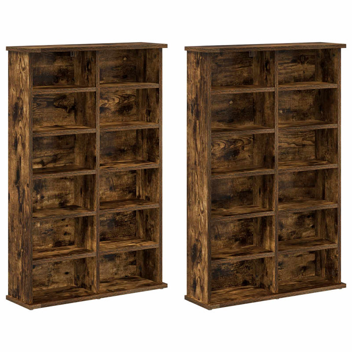 CD Skab 2 stk. Røget eg 60 x 17 x 92 cm Konstrueret træ