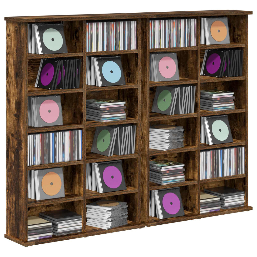 CD Skab 2 stk. Røget eg 60 x 17 x 92 cm Konstrueret træ
