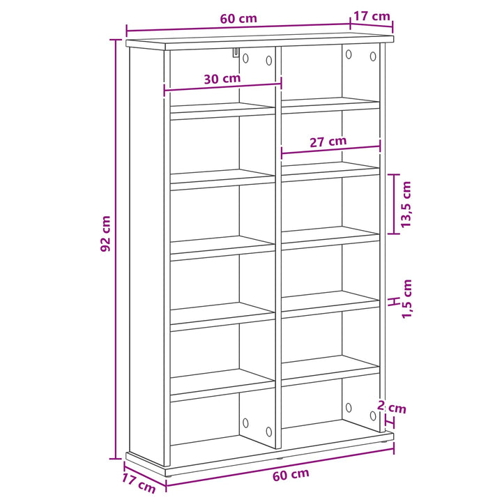 CD Skab Gammelt træ 60 x 17 x 92 cm Konstrueret træ