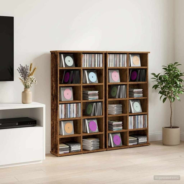 CD Skab 2 stk. Gammelt træ 60 x 17 x 92 cm Konstrueret træ