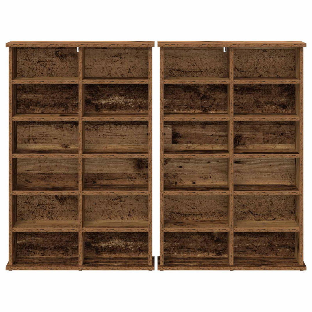 CD Skab 2 stk. Gammelt træ 60 x 17 x 92 cm Konstrueret træ
