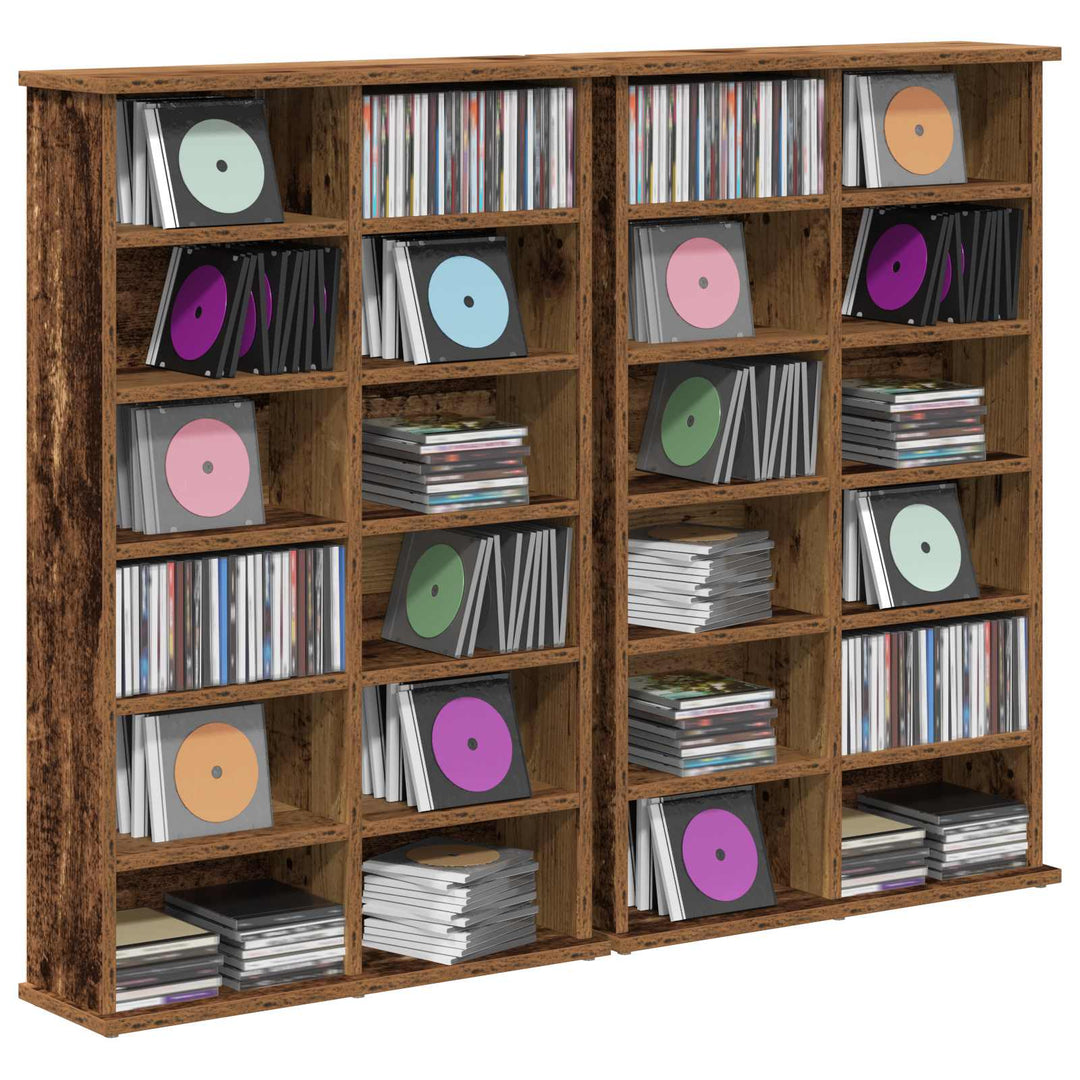 CD Skab 2 stk. Gammelt træ 60 x 17 x 92 cm Konstrueret træ