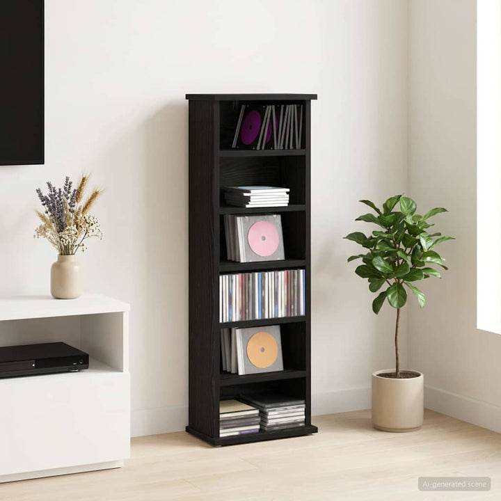 CD Skab Sort eg 60 x 17 x 92 cm Konstrueret træ