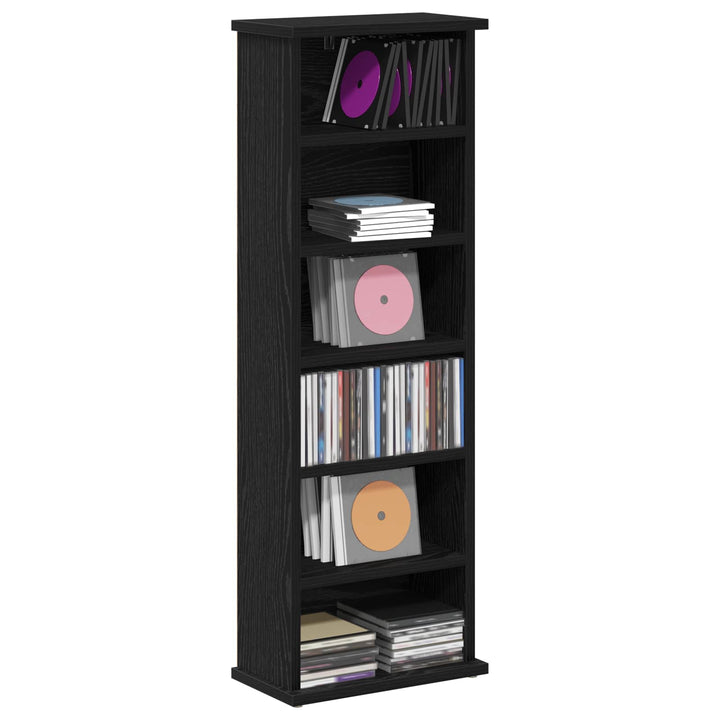 CD Skab Sort eg 60 x 17 x 92 cm Konstrueret træ