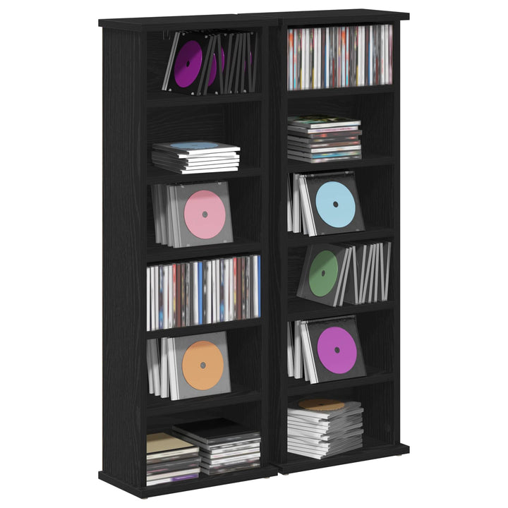 CD Skab 2 stk. Sort eg 60 x 17 x 92 cm Konstrueret træ