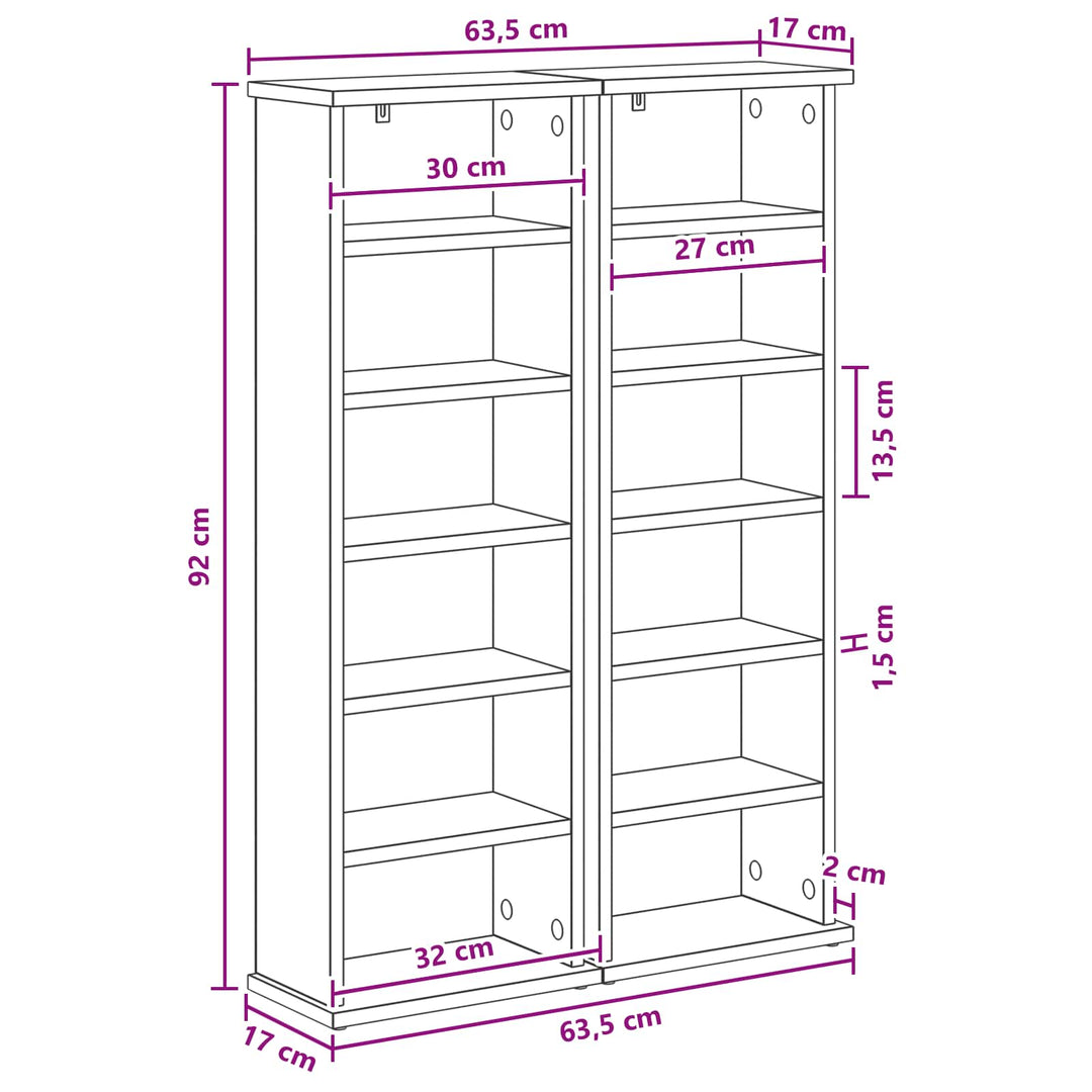 CD Skab 2 stk. Sort eg 60 x 17 x 92 cm Konstrueret træ