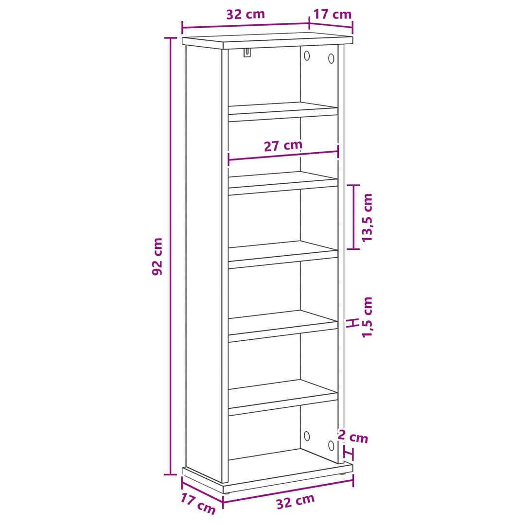 CD Skab Sonoma-eg 60 x 17 x 92 cm Konstrueret træ