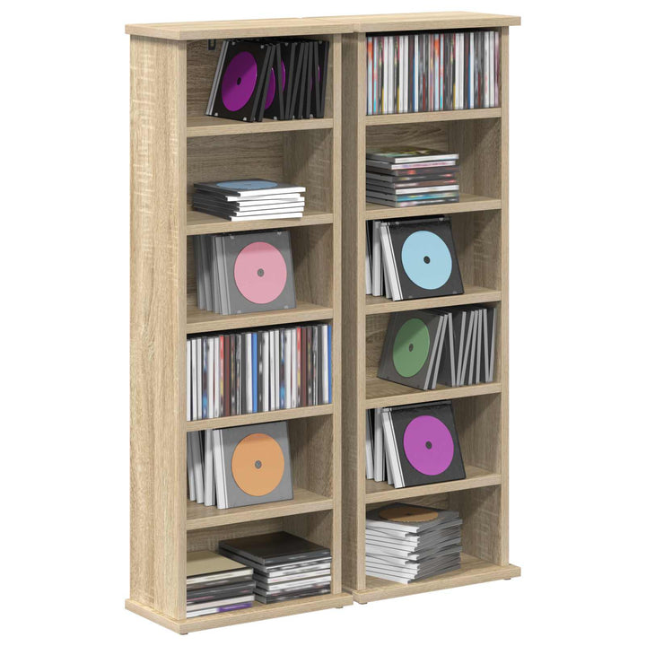 CD Skab 2 stk. Sonoma-eg 60 x 17 x 92 cm Konstrueret træ