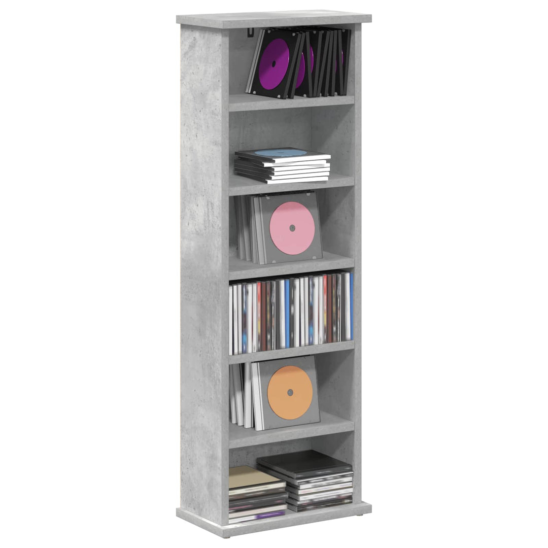 CD Skab Betongrå 60 x 17 x 92 cm Konstrueret træ