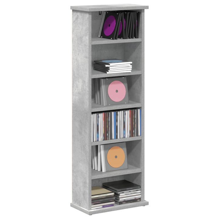 CD Skab Betongrå 60 x 17 x 92 cm Konstrueret træ