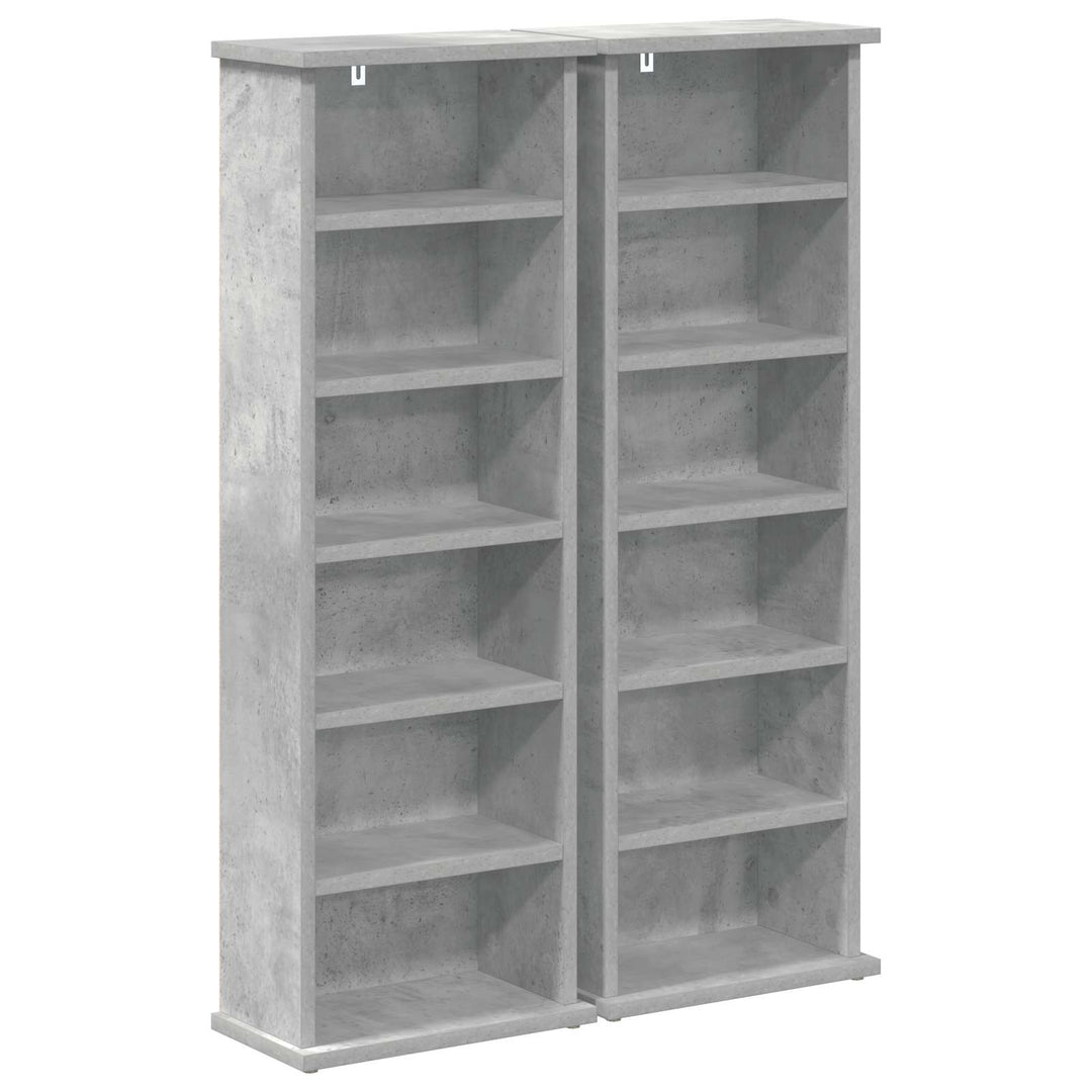 CD Skab 2 stk. Betongrå 60 x 17 x 92 cm Konstrueret træ