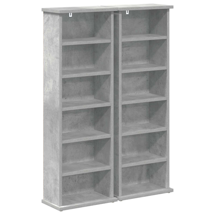 CD Skab 2 stk. Betongrå 60 x 17 x 92 cm Konstrueret træ