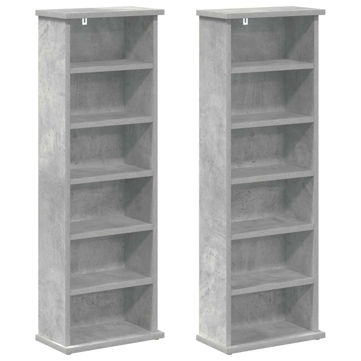 CD Skab 2 stk. Betongrå 60 x 17 x 92 cm Konstrueret træ
