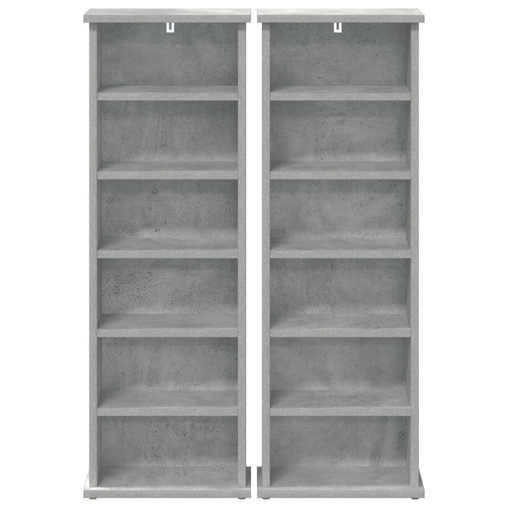 CD Skab 2 stk. Betongrå 60 x 17 x 92 cm Konstrueret træ