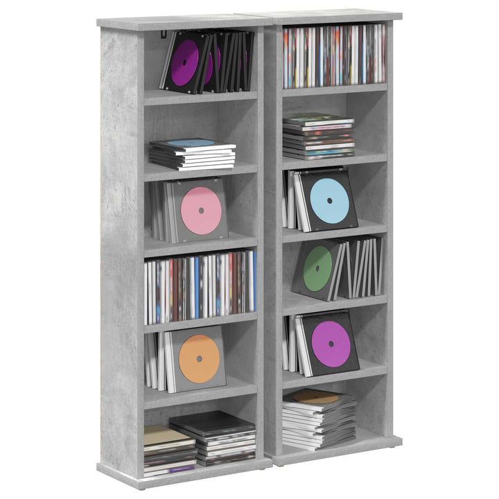 CD Skab 2 stk. Betongrå 60 x 17 x 92 cm Konstrueret træ