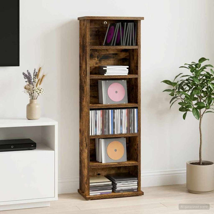 CD Skab Røget eg 60 x 17 x 92 cm Konstrueret træ