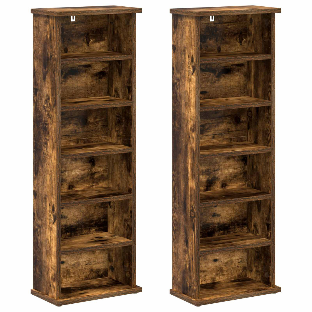 CD Skab 2 stk. Røget eg 60 x 17 x 92 cm Konstrueret træ