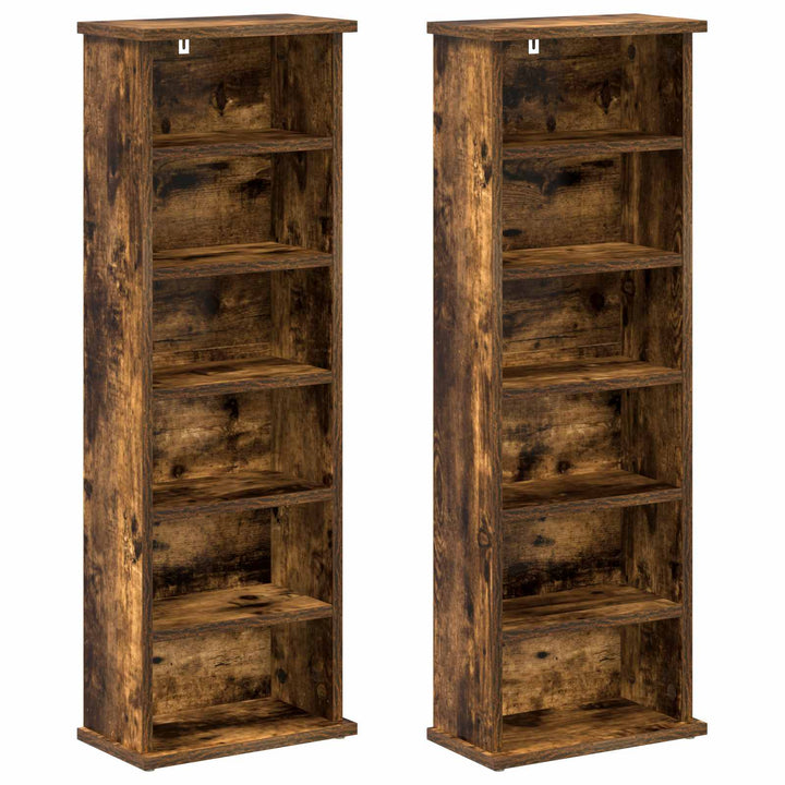 CD Skab 2 stk. Røget eg 60 x 17 x 92 cm Konstrueret træ