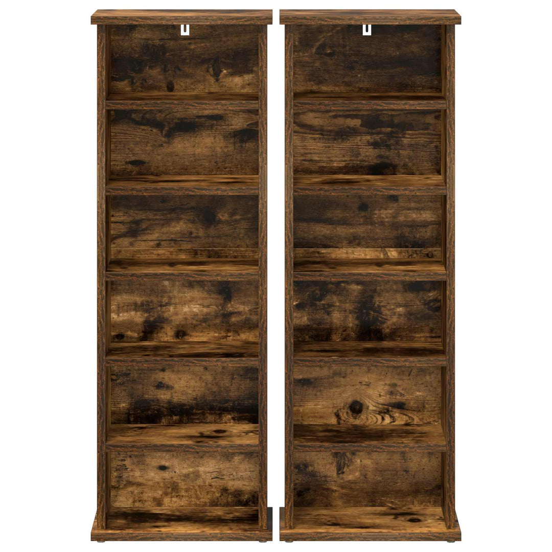 CD Skab 2 stk. Røget eg 60 x 17 x 92 cm Konstrueret træ