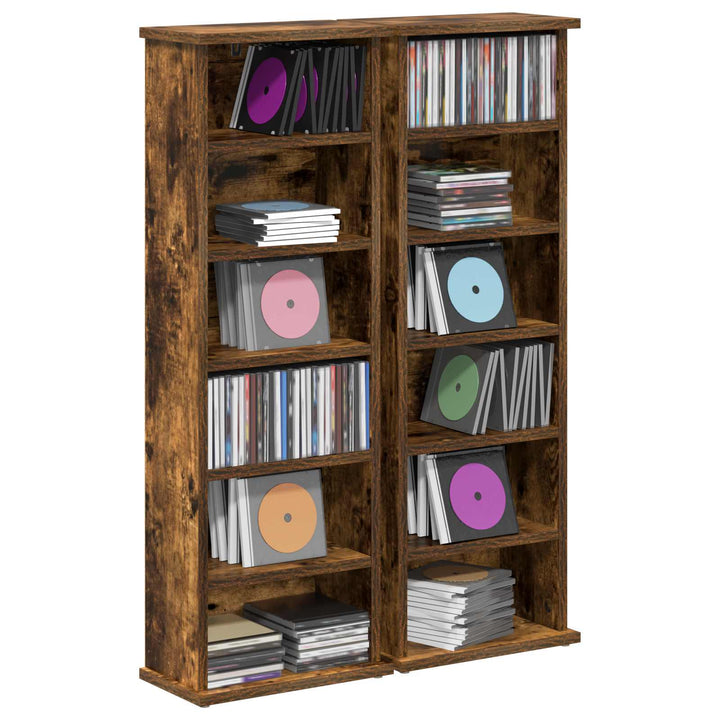 CD Skab 2 stk. Røget eg 60 x 17 x 92 cm Konstrueret træ