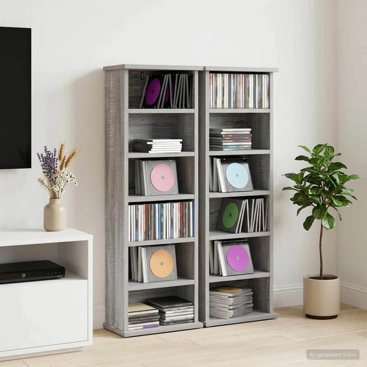 CD Skab 2 stk. Grå Sonoma 60 x 17 x 92 cm Konstrueret træ