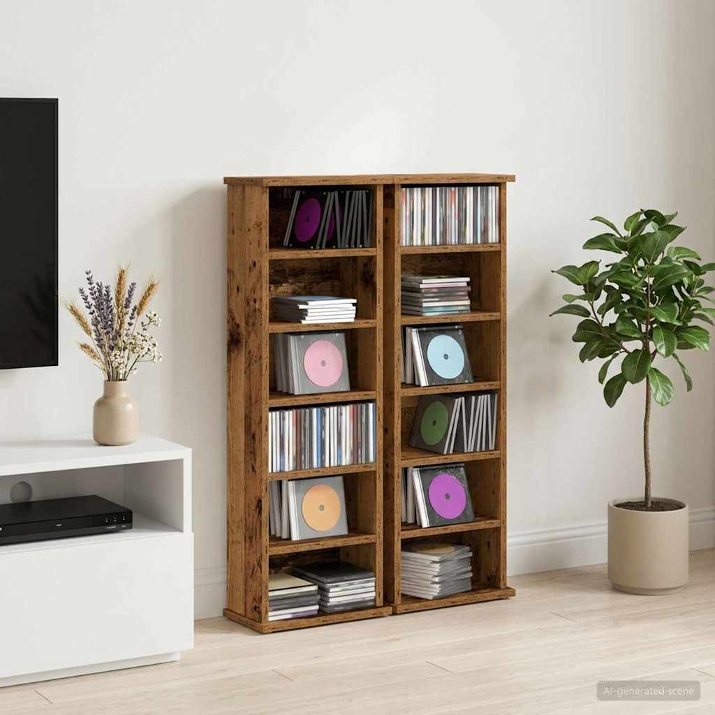 CD Skab 2 stk. Gammelt træ 60 x 17 x 92 cm Konstrueret træ