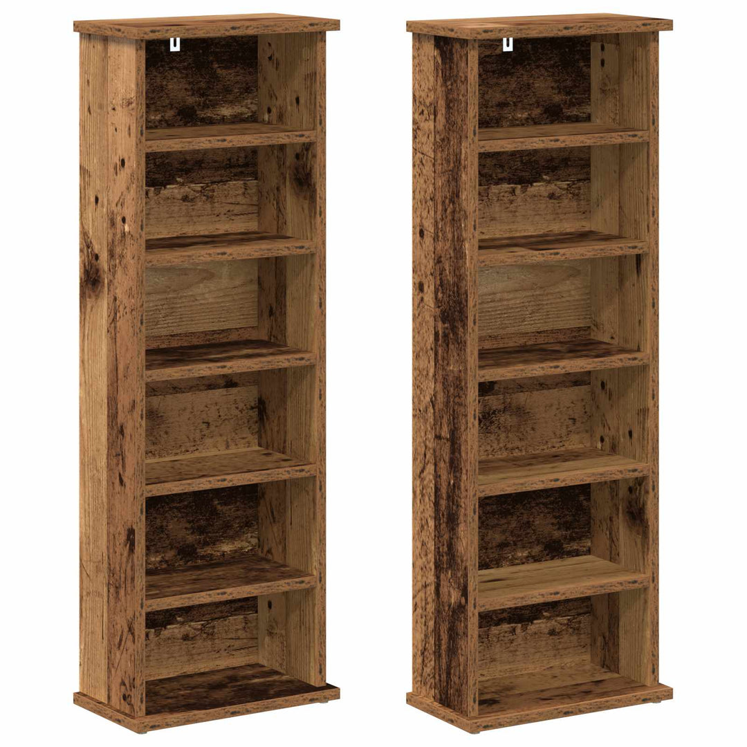 CD Skab 2 stk. Gammelt træ 60 x 17 x 92 cm Konstrueret træ