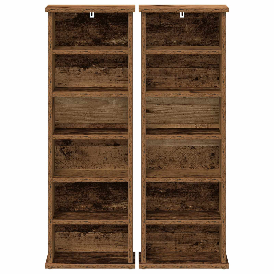 CD Skab 2 stk. Gammelt træ 60 x 17 x 92 cm Konstrueret træ