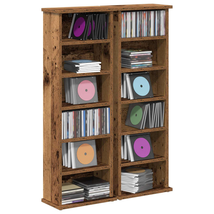 CD Skab 2 stk. Gammelt træ 60 x 17 x 92 cm Konstrueret træ