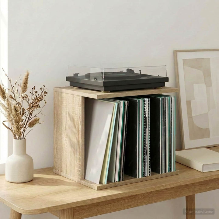Opbevaring af vinylplader Sonoma-eg 42 x 33 x 36 cm