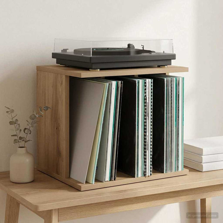 Opbevaring af vinylplader Artisan-eg 42 x 33 x 36 cm