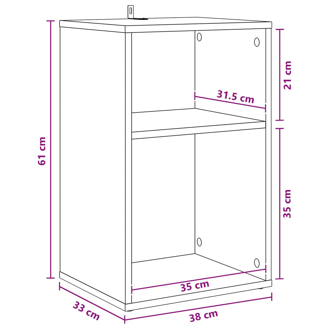 Pladeskab Sort eg 38 x 33 x 61 cm Konstrueret træ