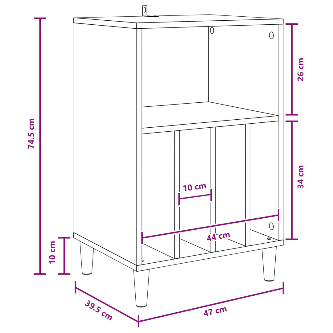 Pladespiller Stativ Hvid 47 x 39,5 x 74,5 cm Konstrueret træ