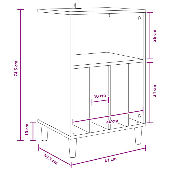 Pladespiller Stativ Egetræ 47 x 39,5 x 74,5 cm Konstrueret træ