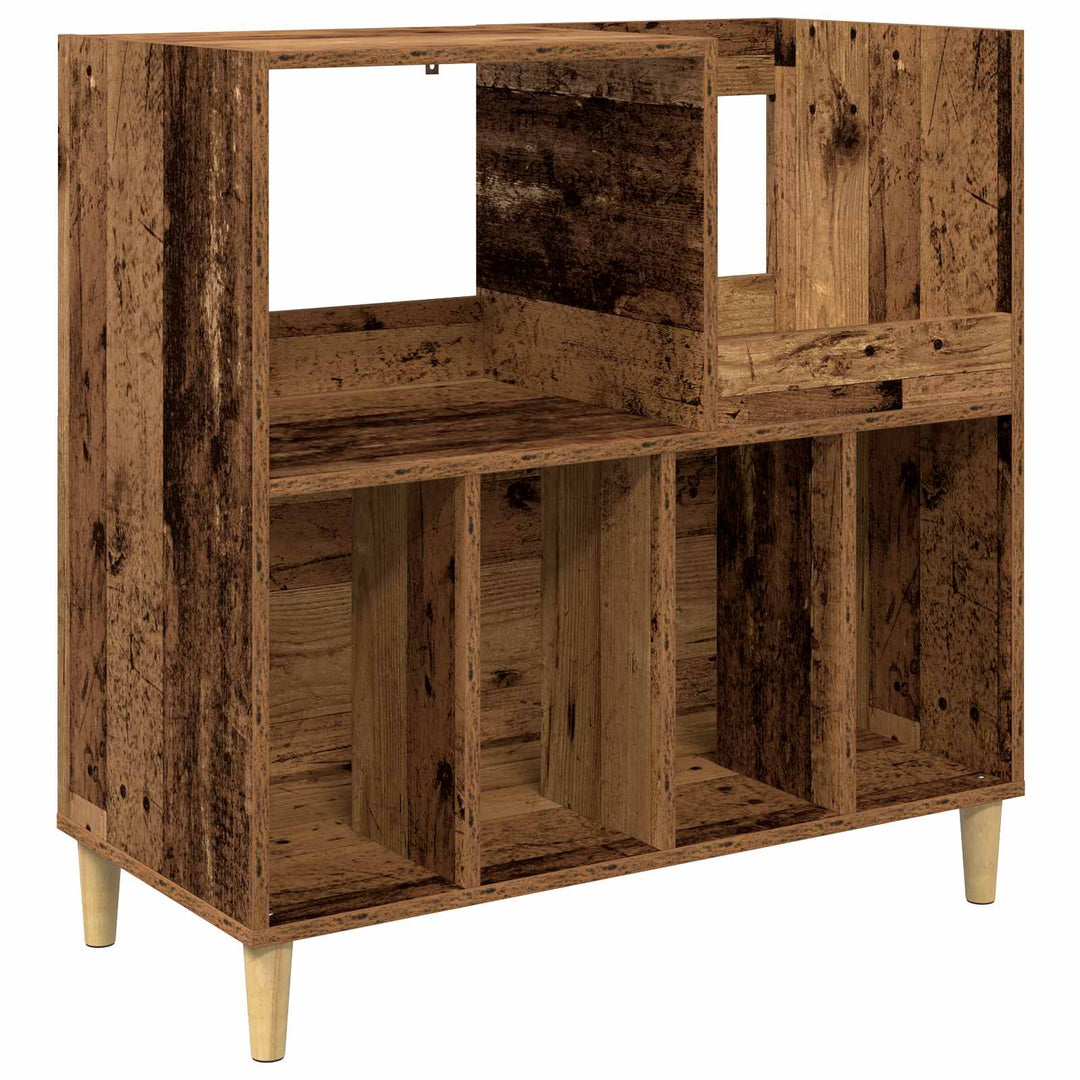 Pladespillerstand Egetræ 82 x 39,5 x 82,5 cm Konstrueret træ