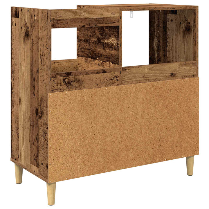 Pladespillerstand Egetræ 82 x 39,5 x 82,5 cm Konstrueret træ