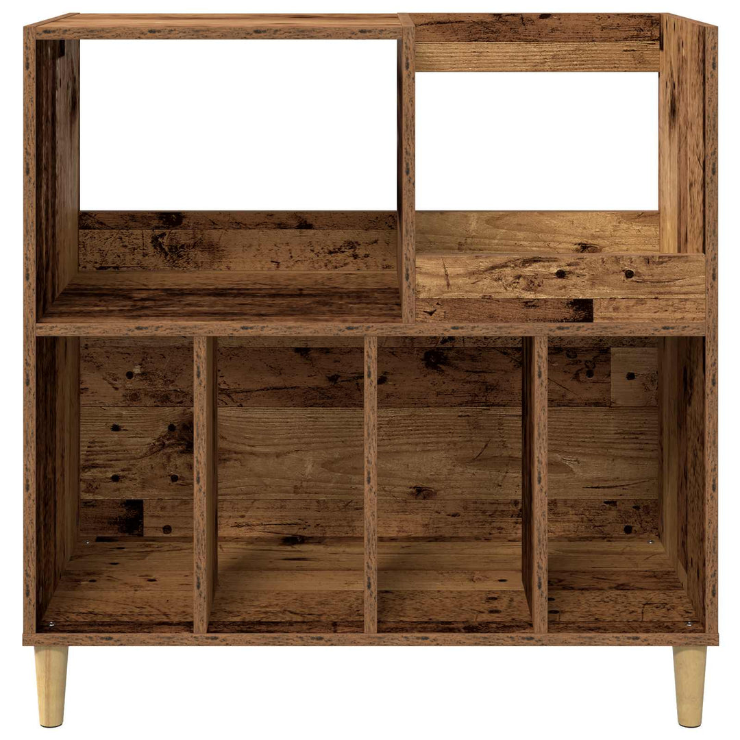 Pladespillerstand Egetræ 82 x 39,5 x 82,5 cm Konstrueret træ