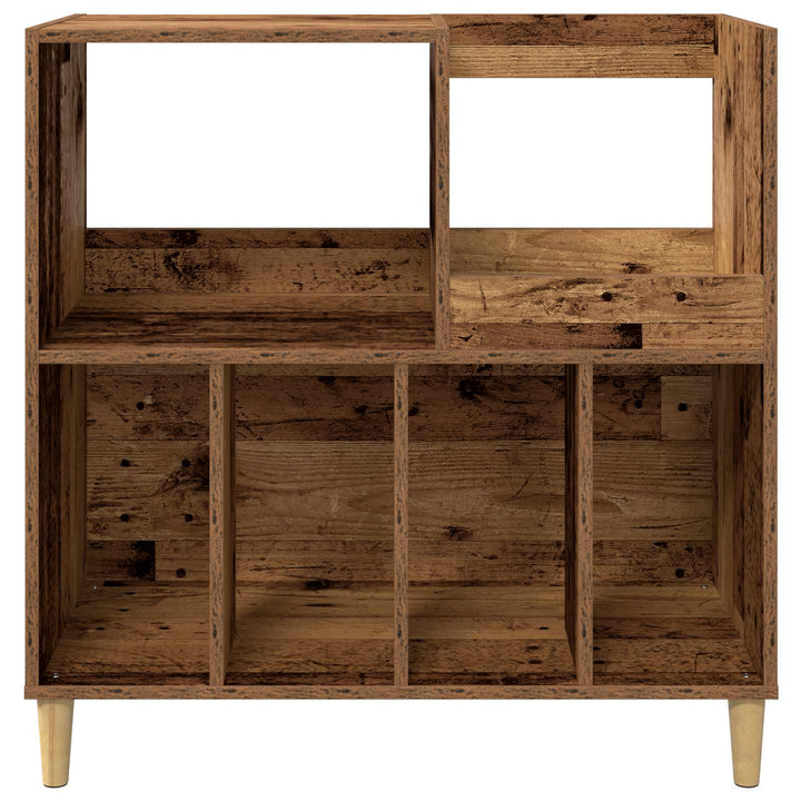Pladespillerstand Egetræ 82 x 39,5 x 82,5 cm Konstrueret træ