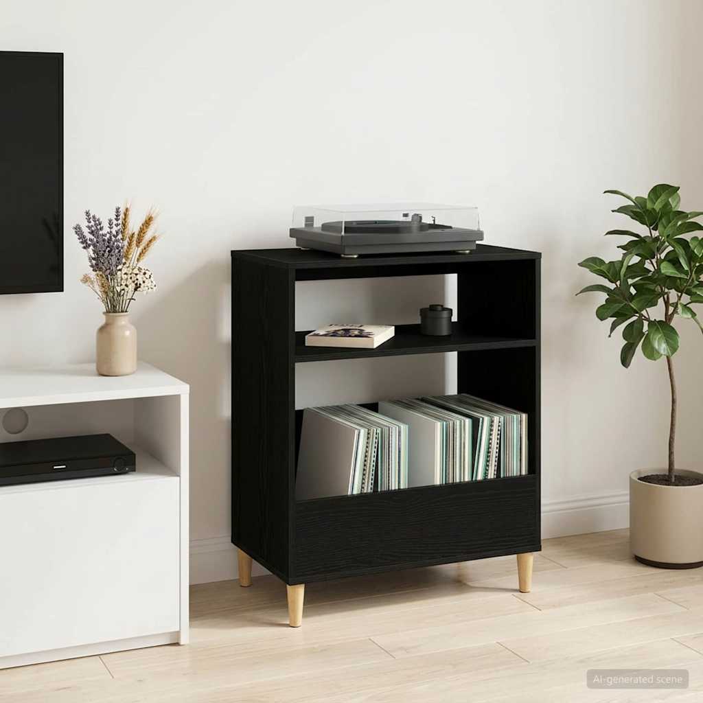 Pladespillerstand Sort eg 71 x 39,5 x 83 cm Konstrueret træ