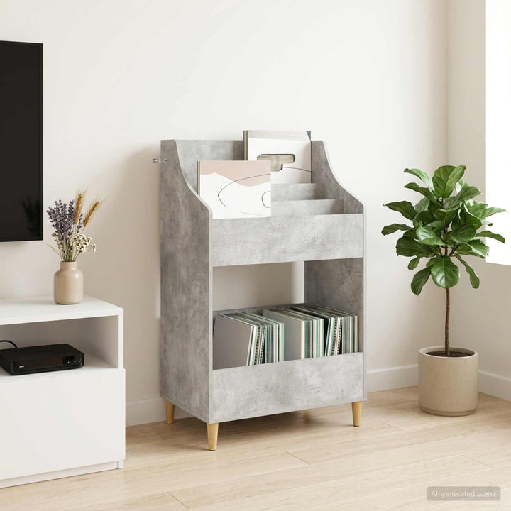 Mediehylle Betongrå 70,5 x 46 x 112 cm Konstrueret træ