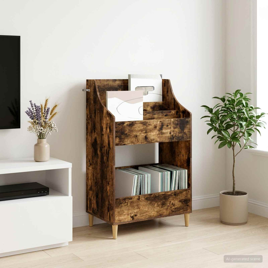 Mediehylle Røget eg 70,5 x 46 x 112 cm Konstrueret træ