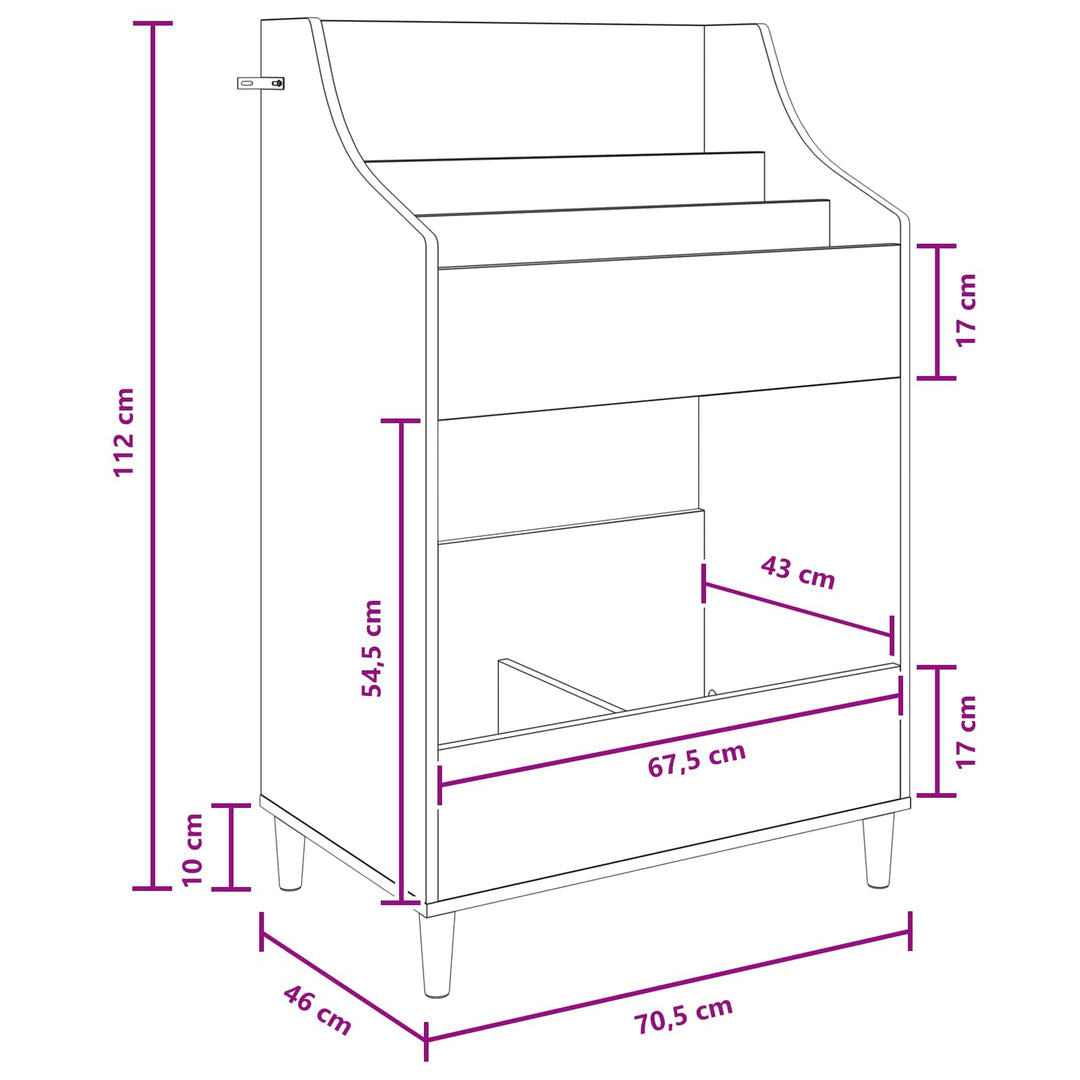 Mediehylle Røget eg 70,5 x 46 x 112 cm Konstrueret træ