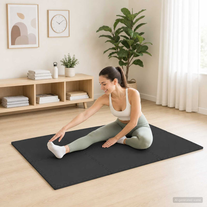 Gulvmåtter 12 pcs Sort 4,32 m² EVA skum