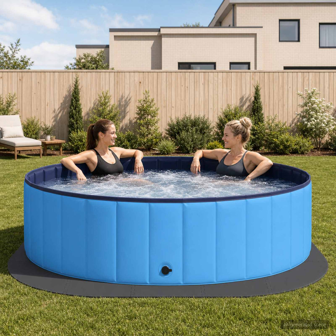 Poolbundmåtte 25 stk. Ø 292 cm Rund EVA skum Sort