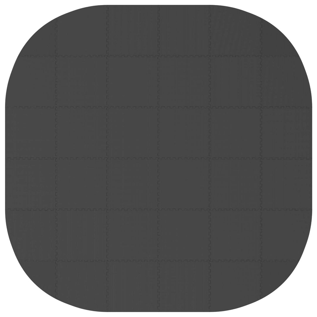 Poolbundmåtte 36 stk. Ø 350 cm Rund EVA skum Sort