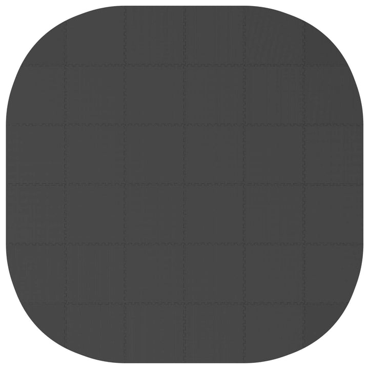Poolbundmåtte 36 stk. Ø 350 cm Rund EVA skum Sort