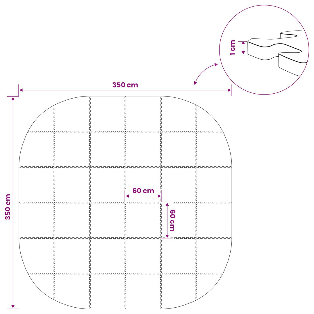 Poolbundmåtte 36 stk. Ø 350 cm Rund EVA skum Blå