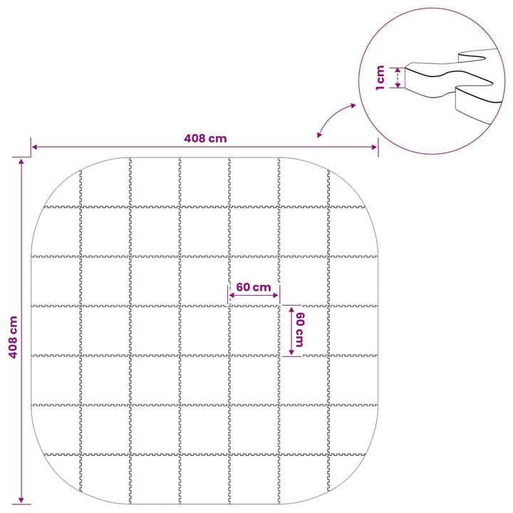 Poolbundmåtte 49 stk. Ø 408 cm Rund EVA skum Sort