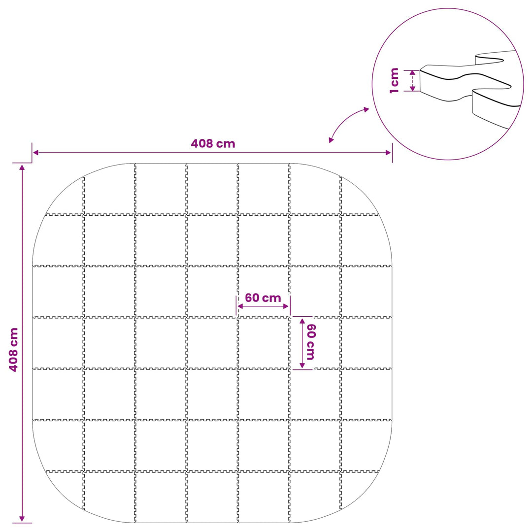 Poolbundmåtte 49 stk. Ø 408 cm Rund EVA skum Grå